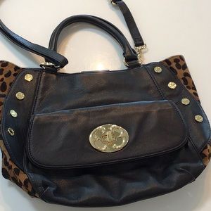 Emma Fox Black/Animal Print Leather Bag